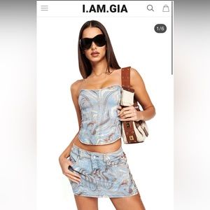 I AM GIA NWT Calee Corset and Skirt Blue Print